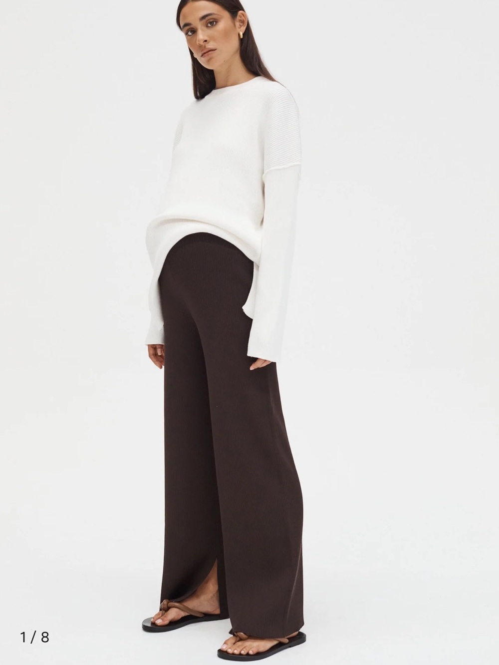 Celeste Wide-Leg Knit Pants in Dark Brown (Chocolate)